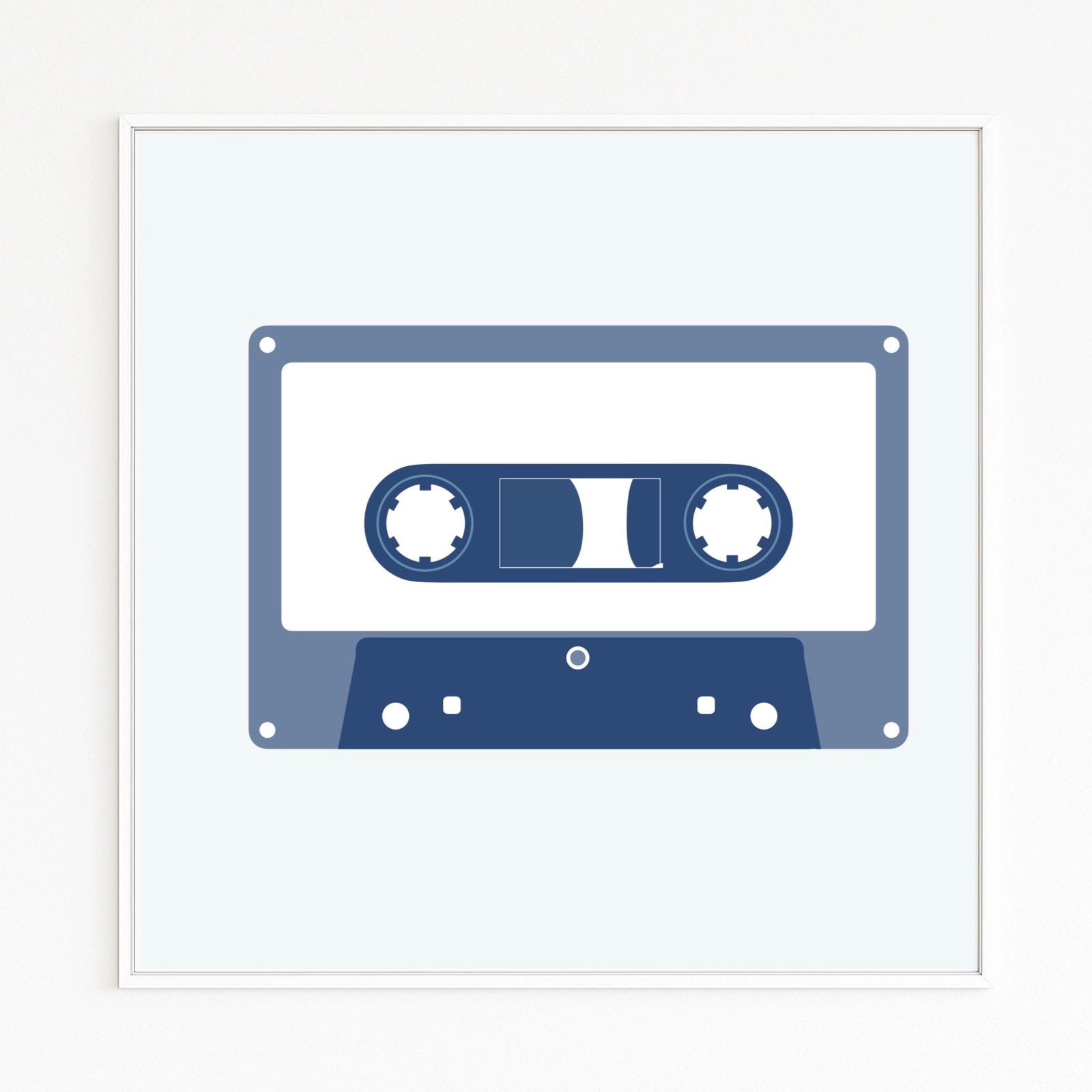Buy directly from the artist. Tape: A retro cassette as art – deep blue pop nostalgia. Christof Hintze series. Blue in a Square - 250 plus artworks collection.