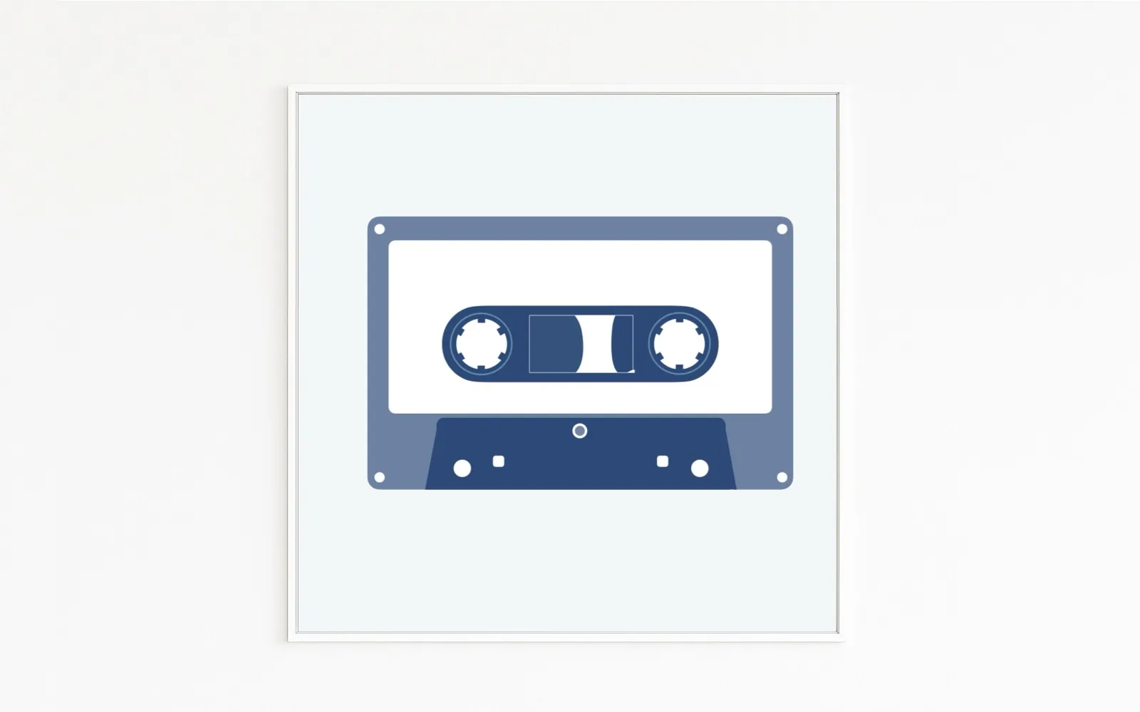 Buy directly from the artist. Tape: A retro cassette as art – deep blue pop nostalgia. Christof Hintze series. Blue in a Square - 250 plus artworks collection.