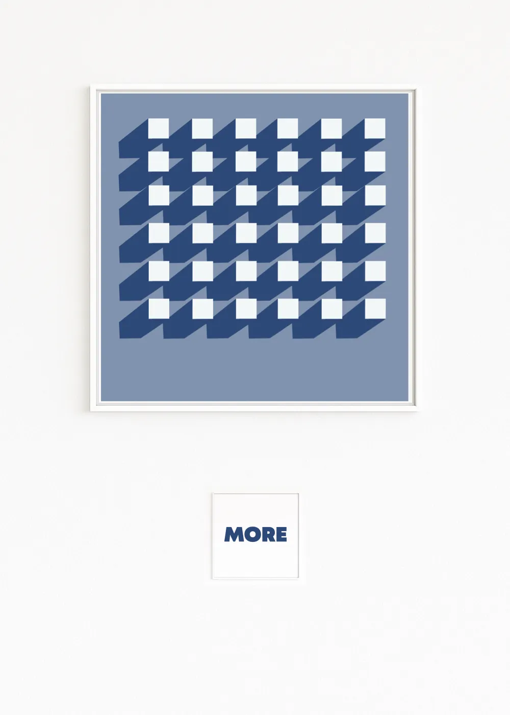 Buy directly from the artist. Cubes and shadows – light and order in a grid. Christof Hintze print. Blue in a Square - 250 plus artworks collection.