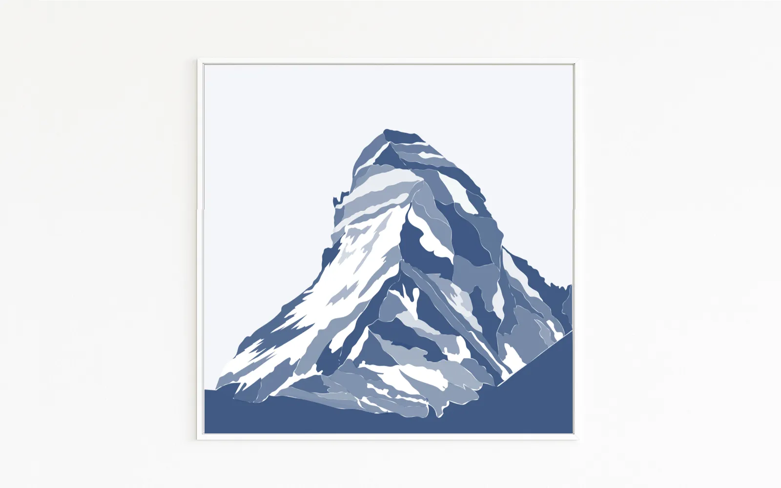 Buy directly from the artist. The Matterhorn in blue, abstract and minimal. Christof Hintze print. Blue in a Square - 250 plus artworks collection.