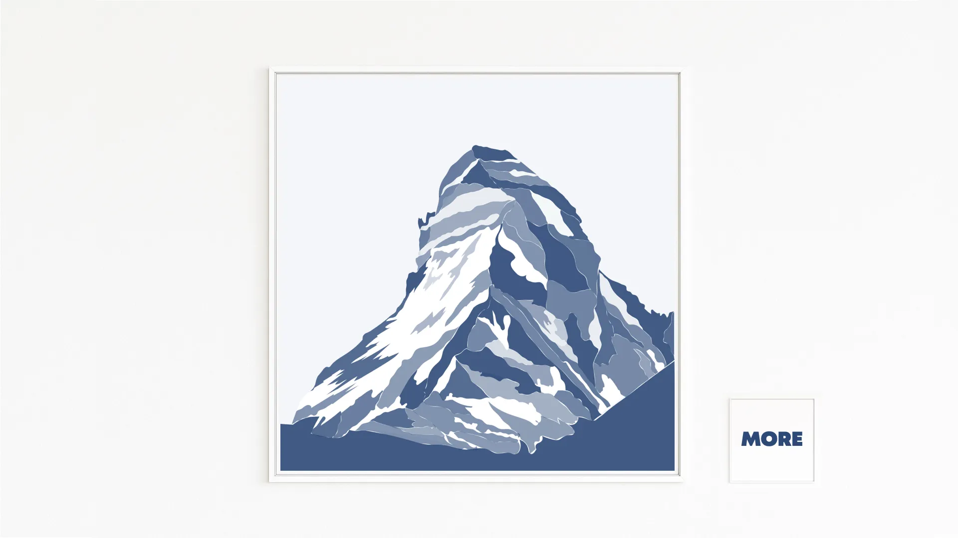 Buy directly from the artist. The Matterhorn in blue, abstract and minimal. Christof Hintze print. Blue in a Square - 250 plus artworks collection.