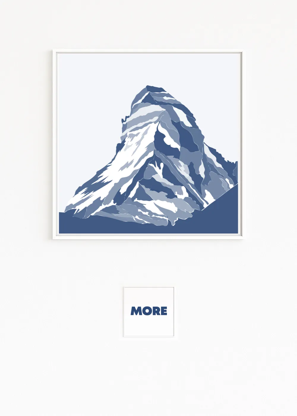 Buy directly from the artist. The Matterhorn in blue, abstract and minimal. Christof Hintze print. Blue in a Square - 250 plus artworks collection.