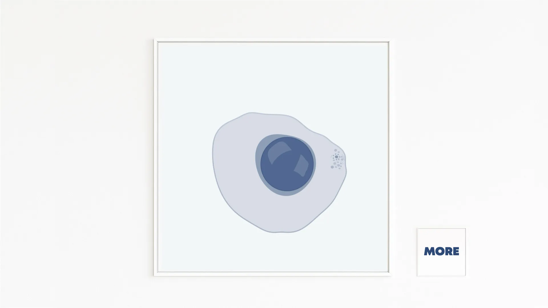 Buy directly from the artist. Fried egg in blue – surreal pop art. Christof Hintze print. Blue in a Square - 250 plus artworks collection.