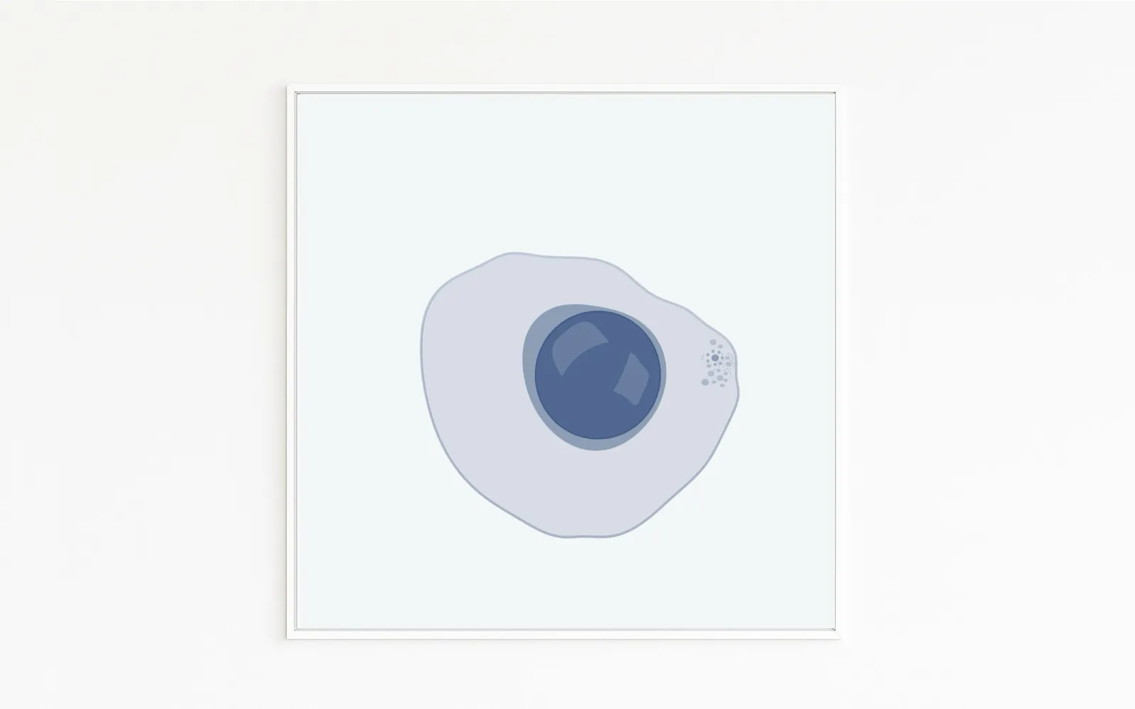 Buy directly from the artist. Fried egg in blue – surreal pop art. Christof Hintze print. Blue in a Square - 250 plus artworks collection.