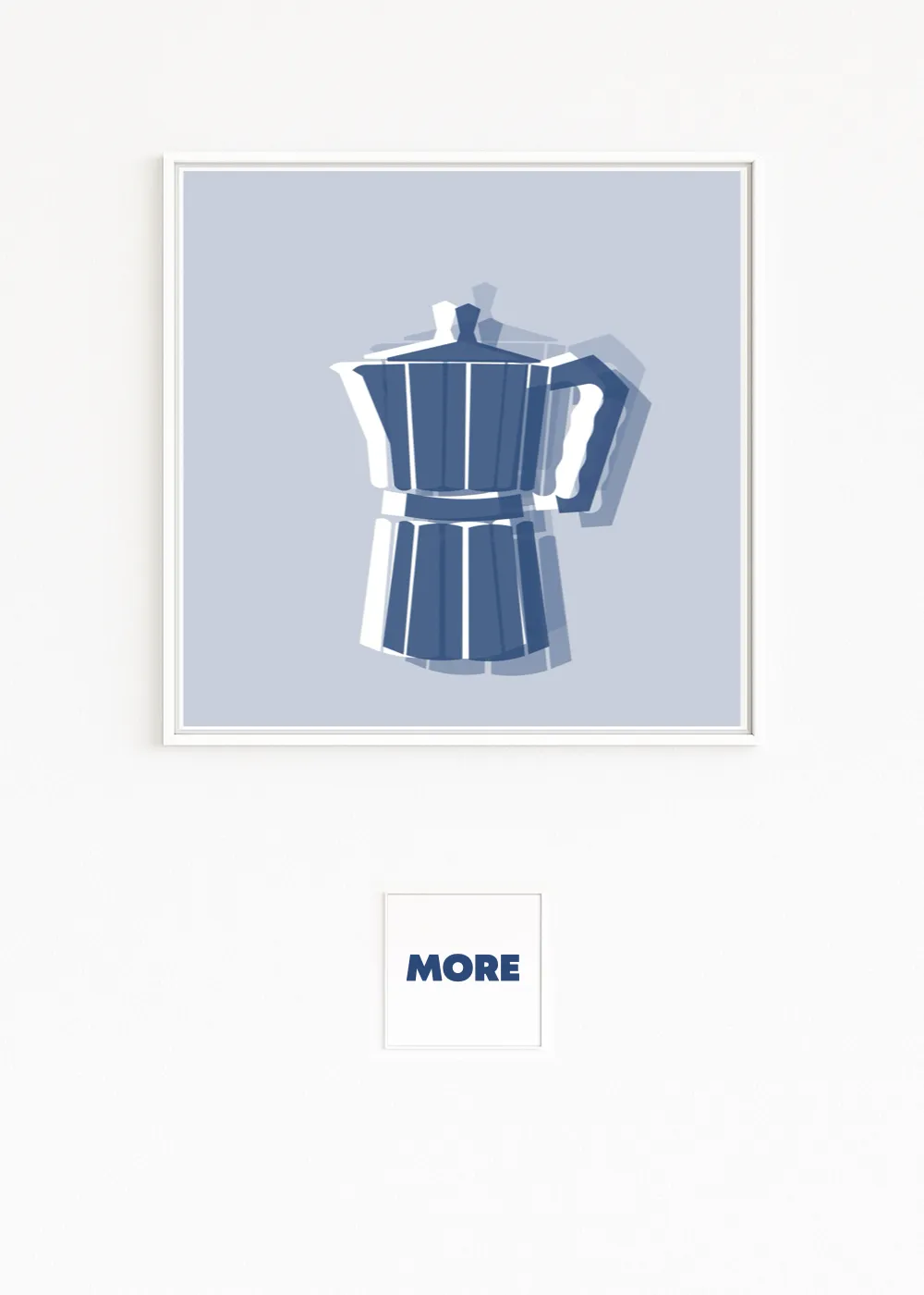 Buy directly from the artist. Bialetti: Italian flair – moka pot reduced to the essentials. Christof Hintze print. Blue in a Square - 250 plus artworks collection.