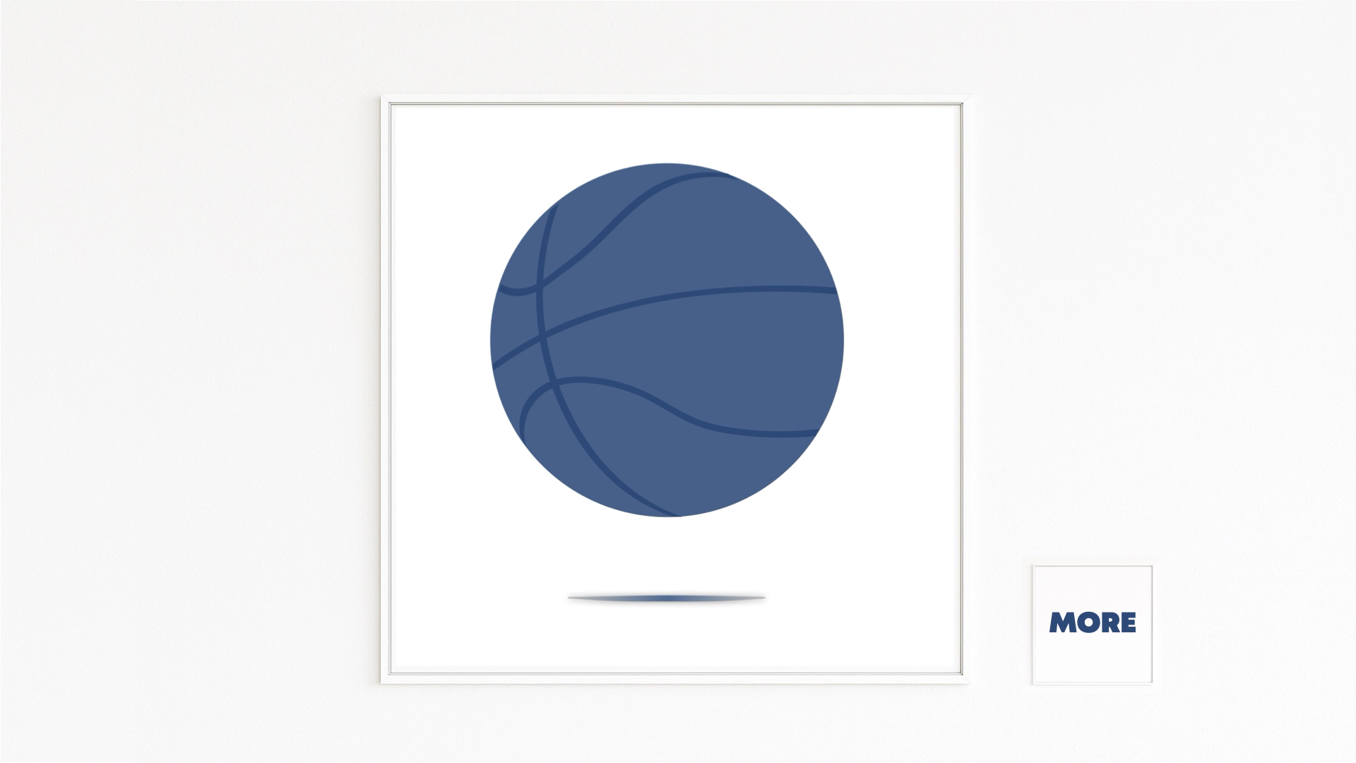 CHAMPION shows a floating, abstract basketball in deep blue on white. A fine shadow and clear lines— a minimalist symbol of triumph, team spirit, and athletic excellence.