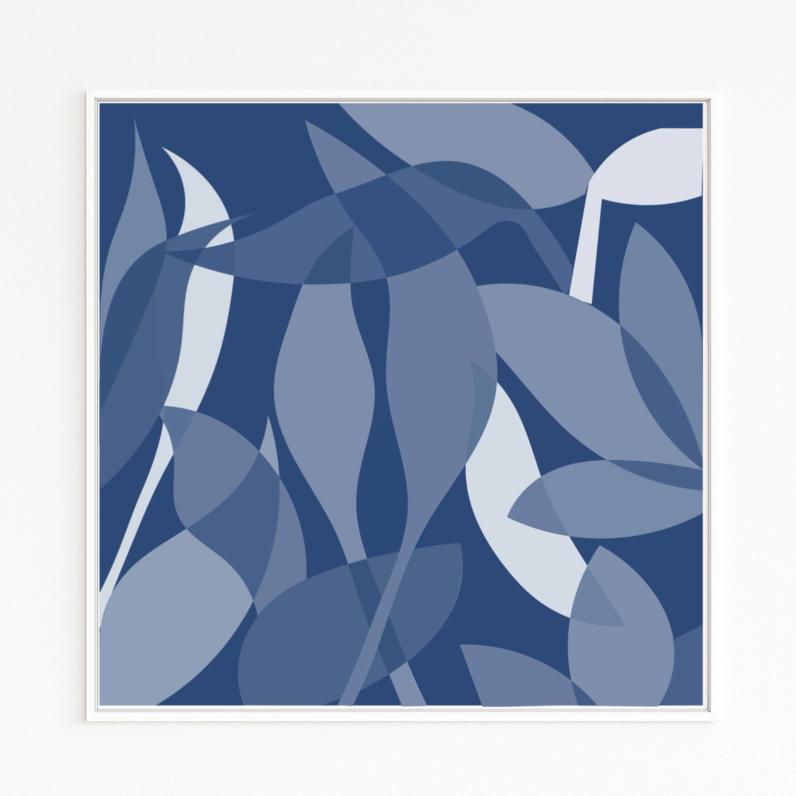 JUNGLE presents gently curved, transparent leaves in blue tones. Overlays create depth and a quiet play of light and shadow—calm and motion at once. JUNGLE presents gently curved, transparent leaves in blue tones. Overlays create depth and a quiet play of light and shadow—calm and motion at once.