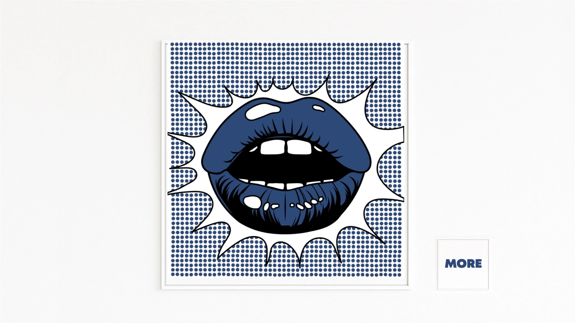 Lips. A motif from pop art culture. A sensual mouth in comic style. Fine art.