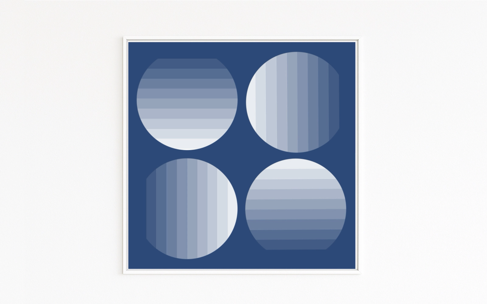 Inspiration Vasarely. Op Art. Optical illusion. Monochrome blue. Light and shadow. Geometric order. Fine art.