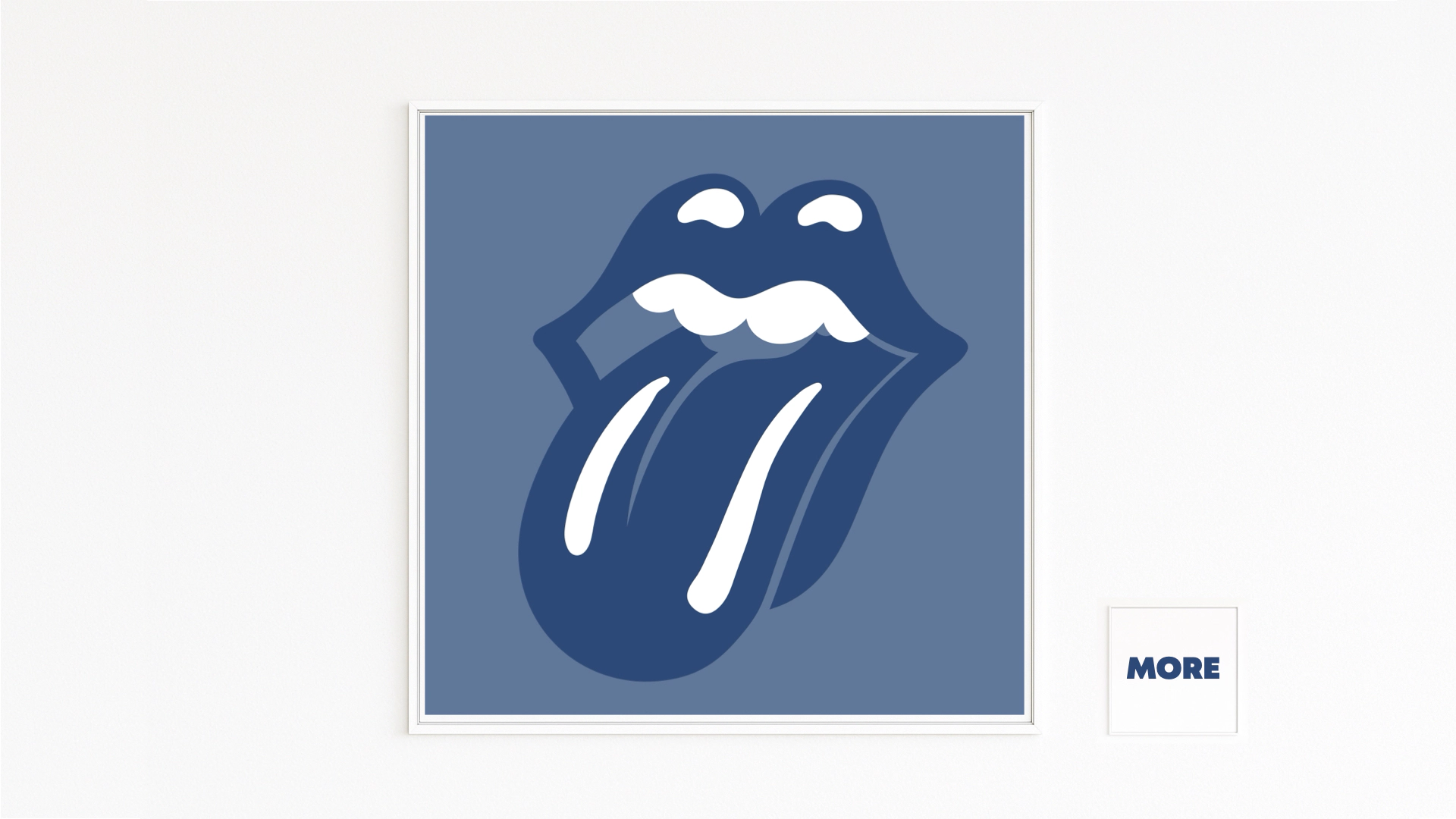 STONES presents the legendary “Tongue and Lips” motif in bold blue tones: minimalist lips with tongue, crisp white accents. A graphic homage to rock ’n’ roll and timeless pop culture.