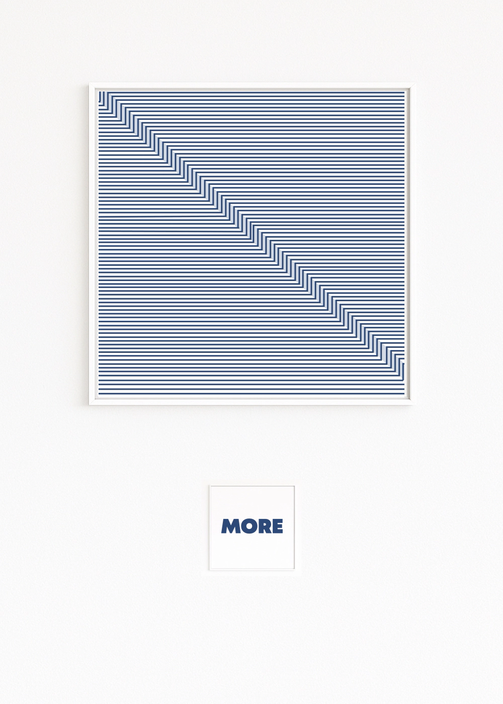 STEP: Fine blue lines intersected by a diagonal sequence of steps. Geometric precision and a rhythm between stillness and movement. Fine art print from the series.