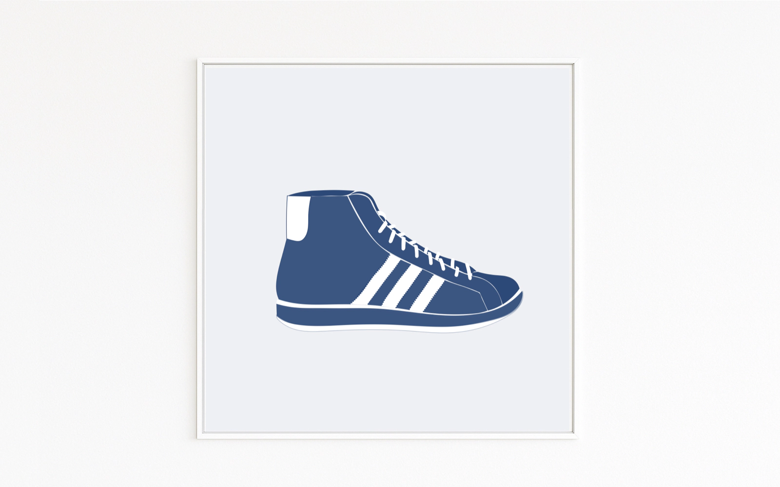 HIGH TOP: minimalistischer Adidas Original High-Top-Sneaker in Blau mit weißen Streifen – 70er-Ikone, Basketball- und Street-Style-Referenz.