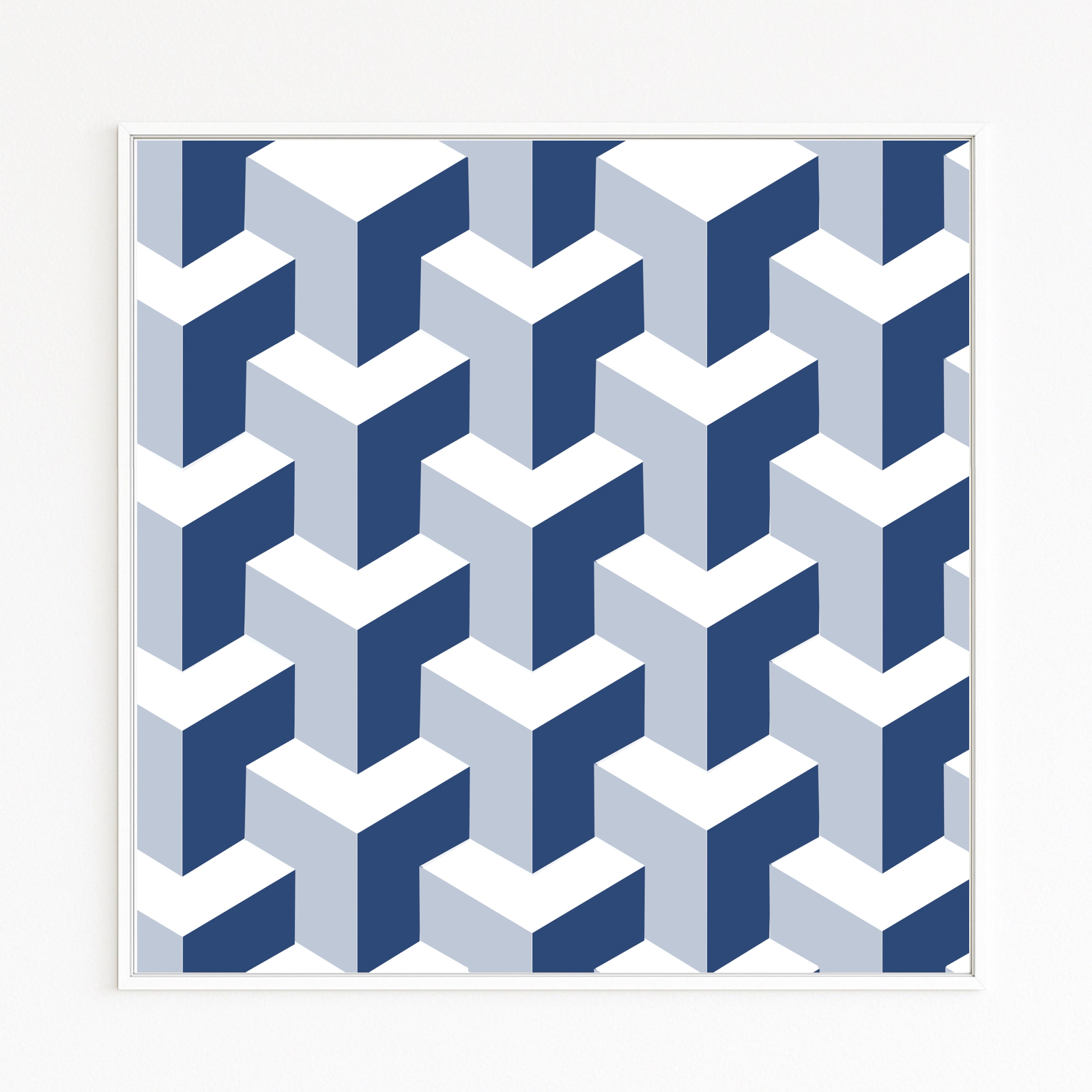 MONUMENT: blue geometric mosaic of rising edges. Optical architecture between light and shadow. Art series