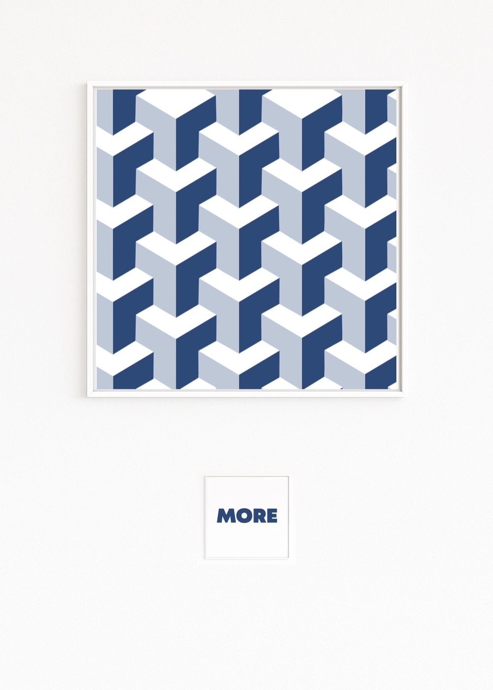 MONUMENT: blue geometric mosaic of rising edges. Optical architecture between light and shadow. Art series