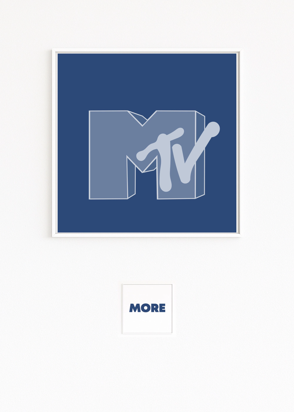 MTV in blue: stylised homage to 80s/90s pop culture and the music-video era. Fine art print on Hahnemühle/Alu-Dibond, white framed, buy direct.