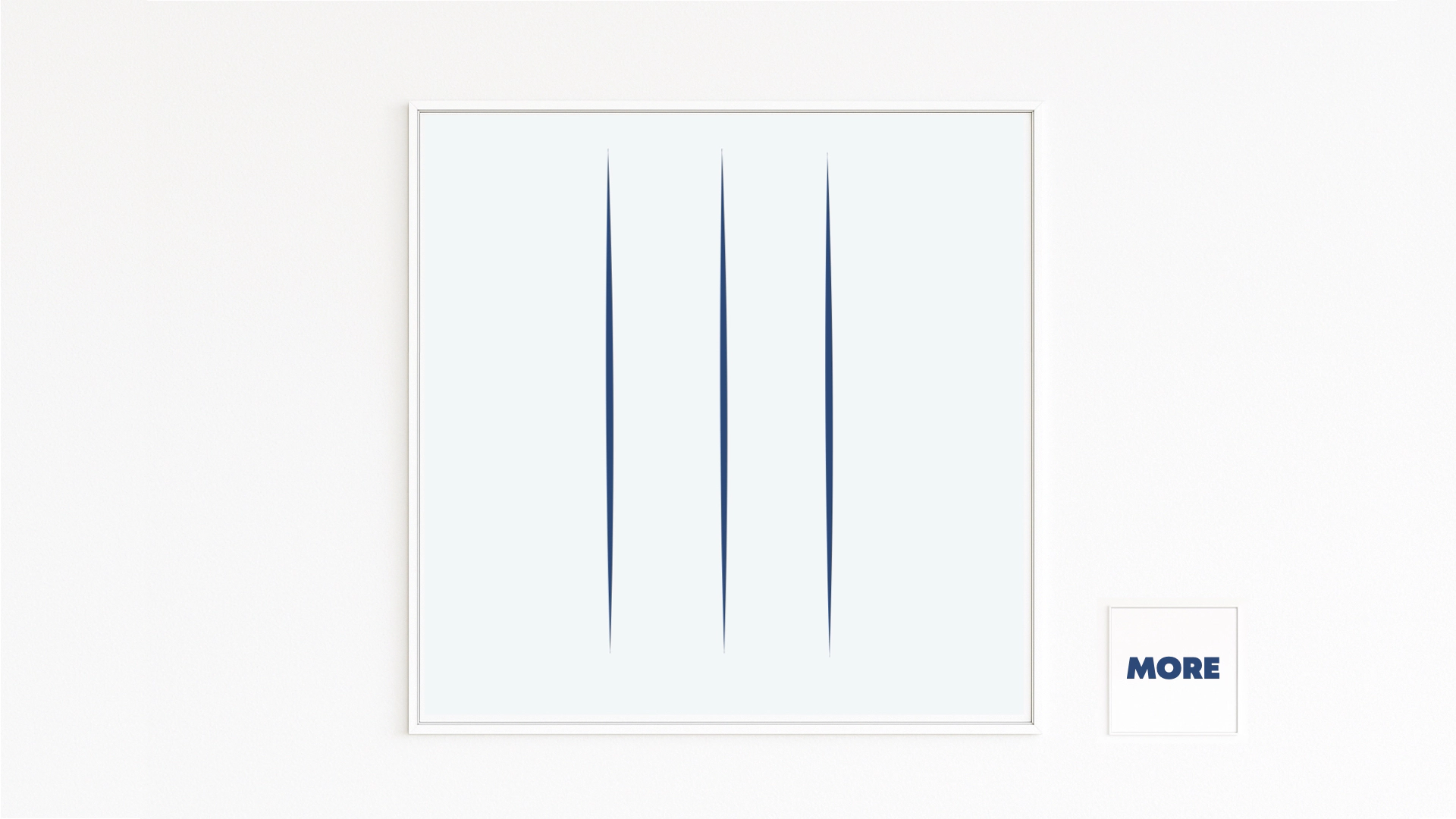 FONTANA ÖFNNUNG: Drei vertikale Schnitte durch Blau – Hommage an Fontana, Raum & Tiefe. Als Fine-Art-Print auf Hahnemühle/Alu-Dibond Obline in Webshop direkt kaufen.