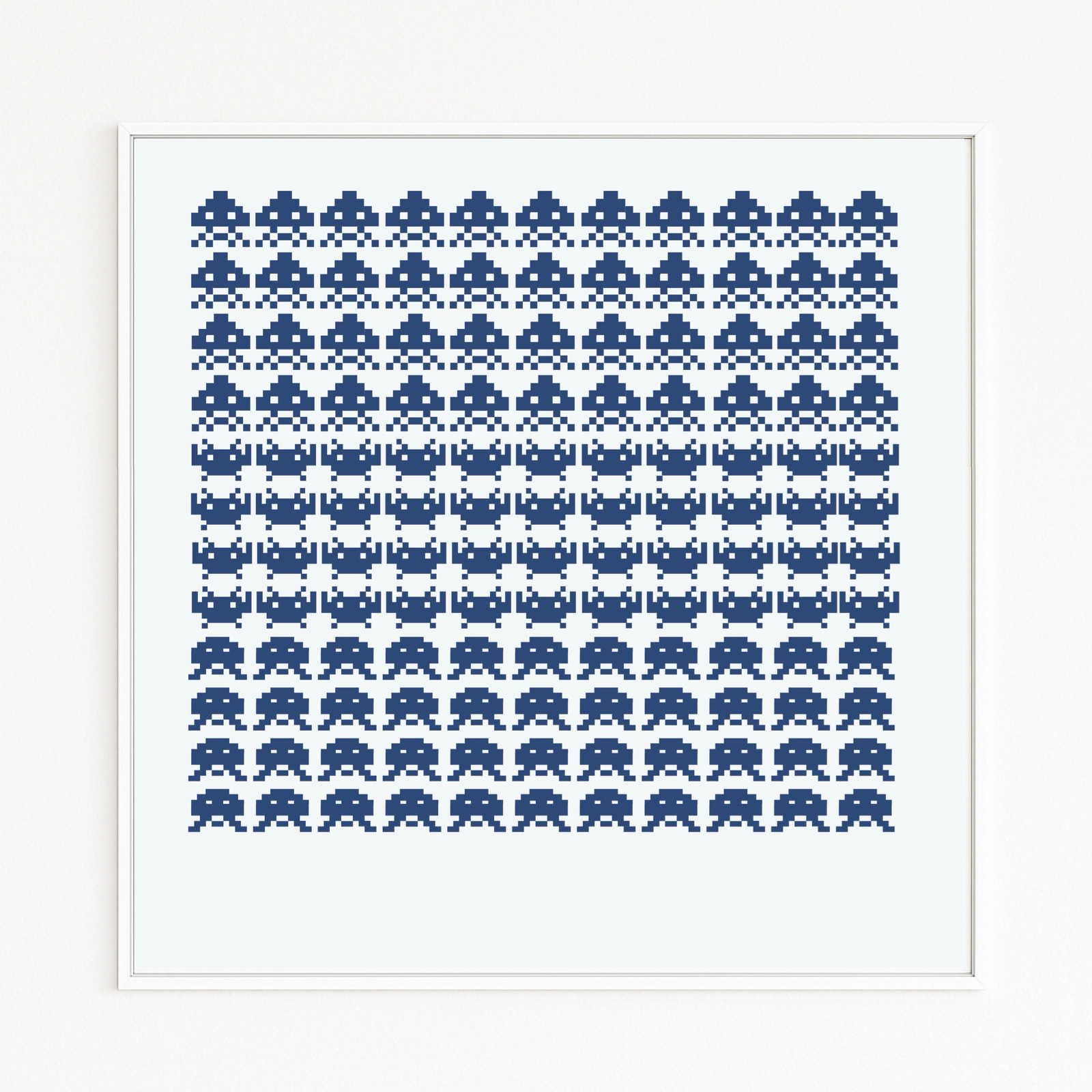 INVASION | Referencing the 8-bit Space Invaders arcade and computer game of the 1980s generation | Pixel grid as a homage to early arcade video games | Minimalist, high-quality art print | Collector’s art series | Order online directly