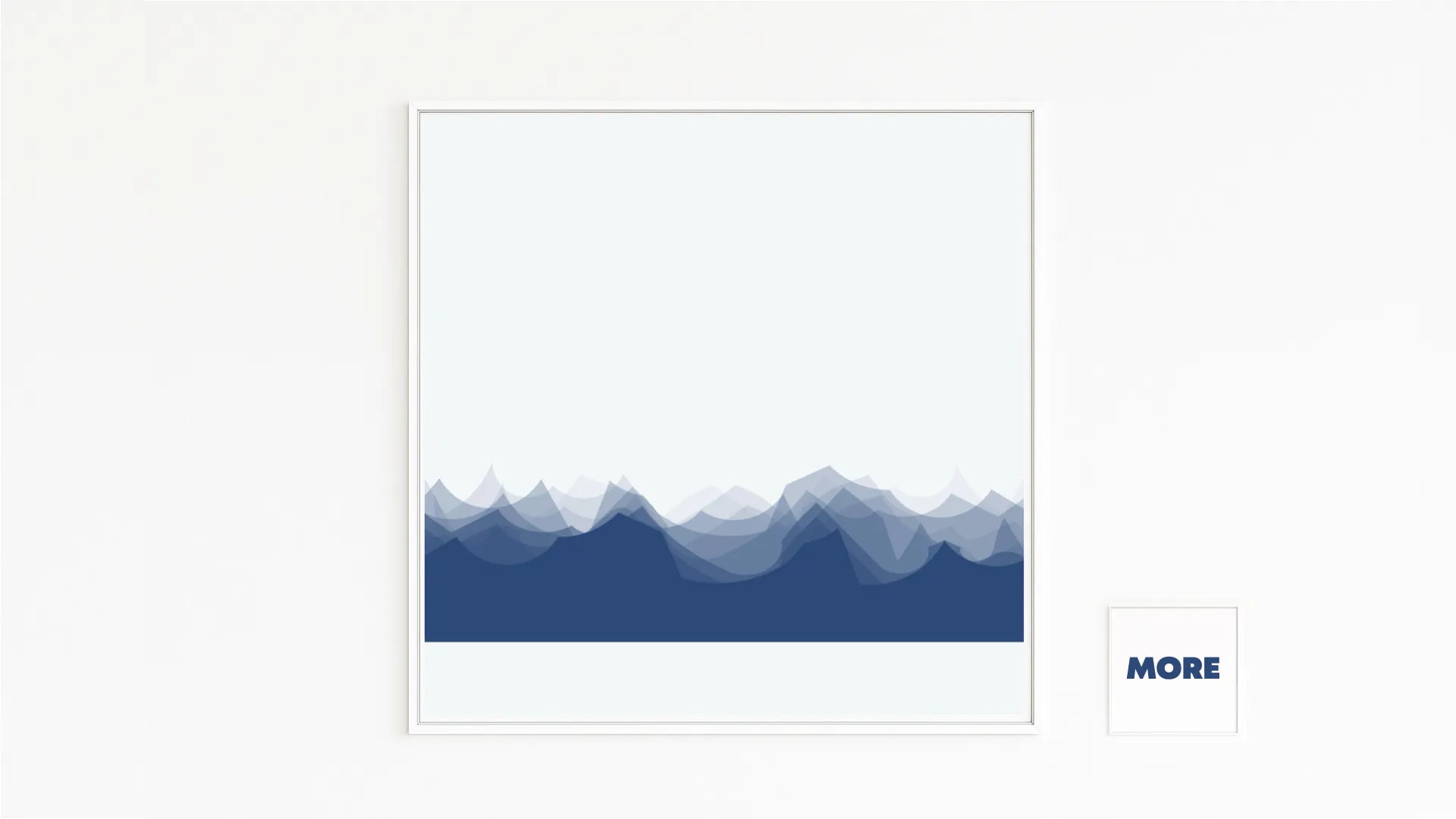 ALPEN | Minimalistische Gebirgskette in Blautönen | Gipfel, Berge und Gebirge in transparenten Schichten erzeugen Tiefe und Ferne | Wundervoll entspannte Kunst