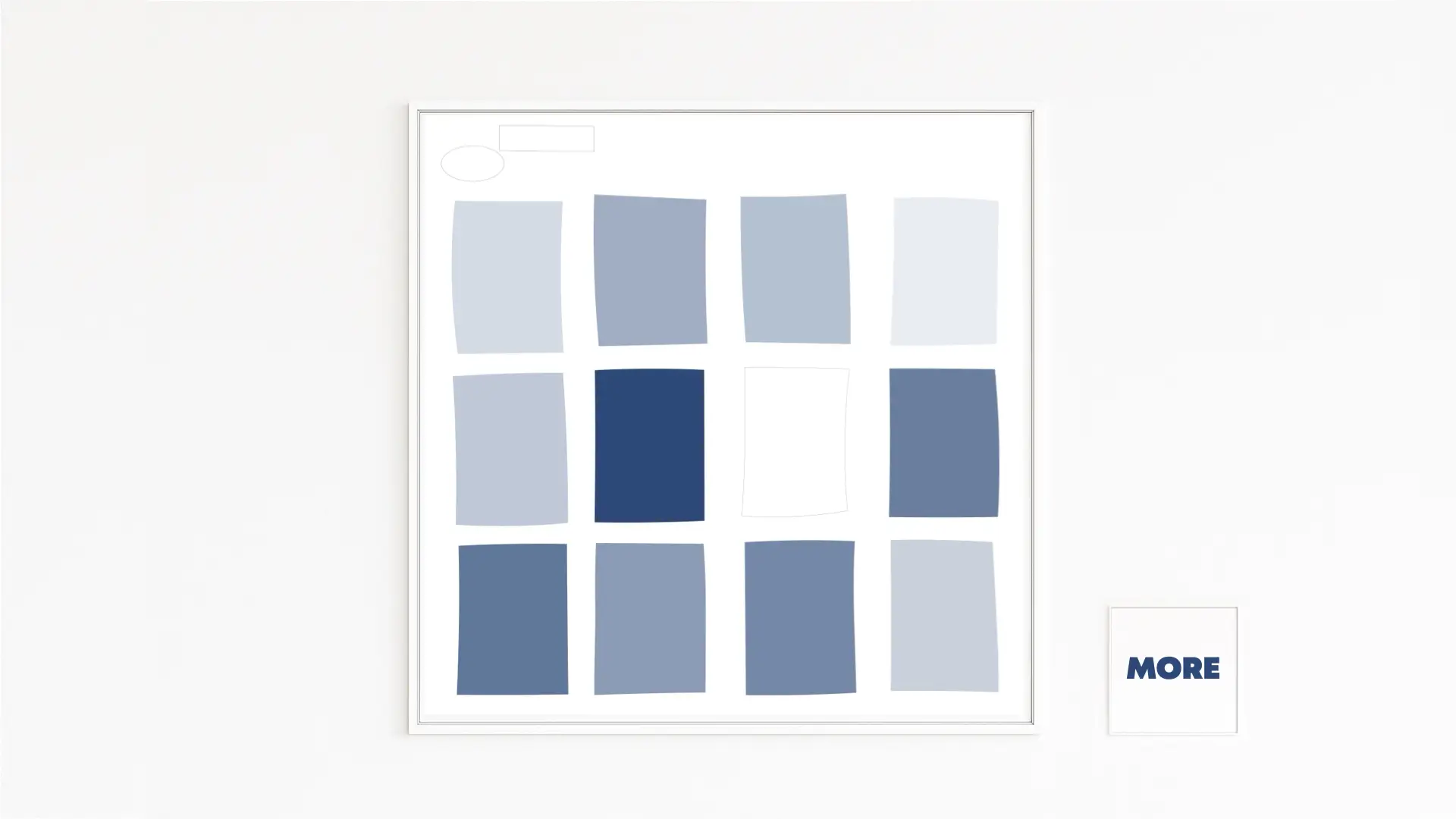 Blaue Kunst | Kunstwerk Blue Note | Minimalistische Interpretation von Tina Brooks „True Blue“ im Reid Miles Coverstil | Wertvoll gerahmt | Hochwertig gedruckt | Lieferung bequem nach Hause.