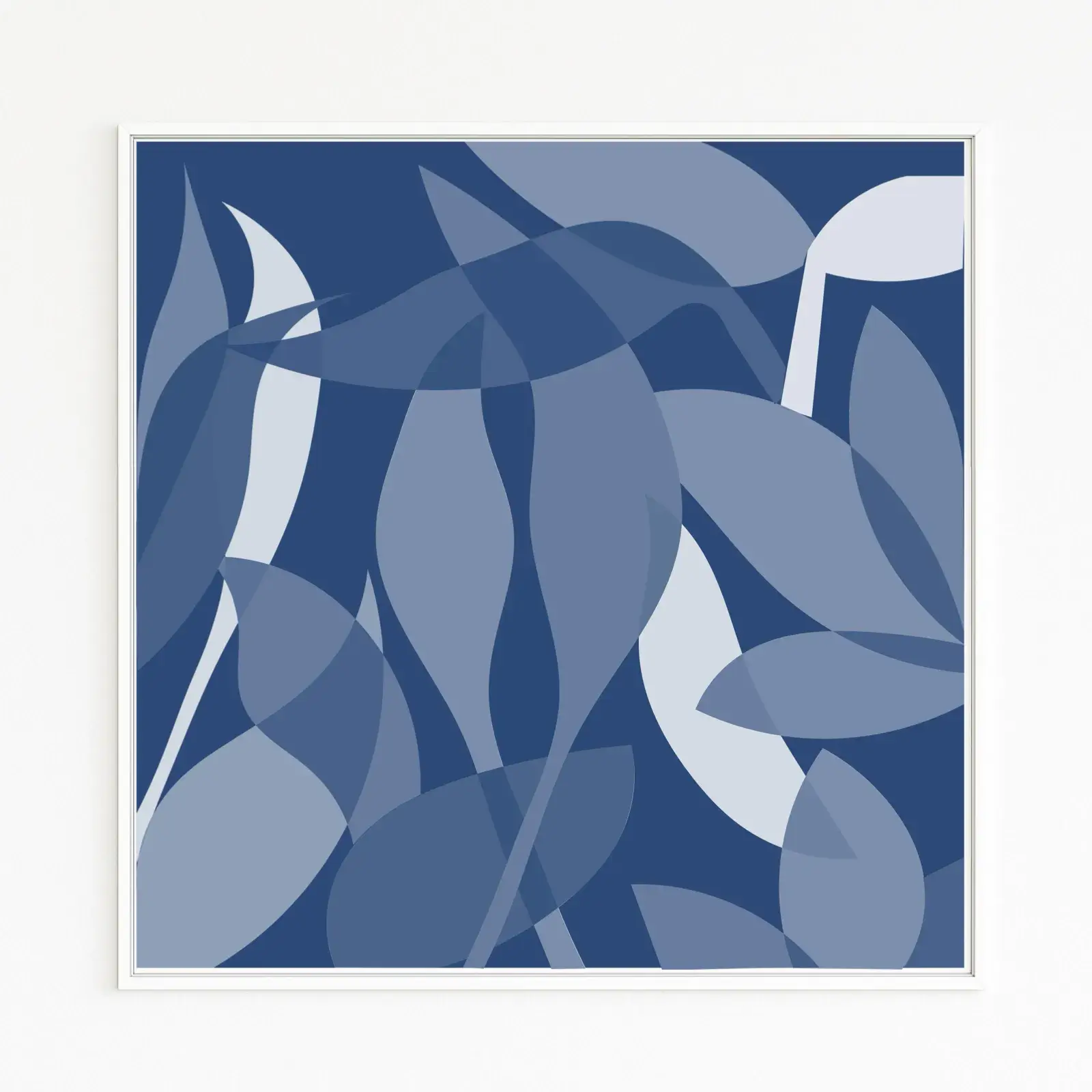 DSCHUNGEL zeigt ein blaues Bild der beruhigenden Natur, mit sanft geschwungenen, transparenten Blättern | Mit entspannter, natürlicher Tiefe, welche ein leises Spiel von Licht und Schatten erzeugt | Kunst mit positiver Ausstrahlung DSCHUNGEL zeigt ein blaues Bild der beruhigenden Natur, mit sanft geschwungenen, transparenten Blättern | Mit entspannter, natürlicher Tiefe, welche ein leises Spiel von Licht und Schatten erzeugt | Kunst mit positiver Ausstrahlung