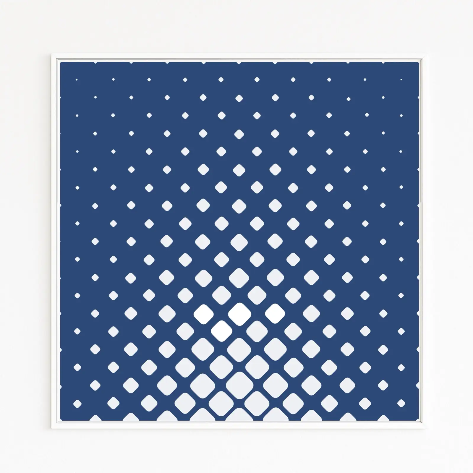 REFLECTION | Presents an artwork from the blue series composed of bright squares rising like points of light from small to large | Abstract, digital, modern art in series | Purchase individual works or curate your own thematic series