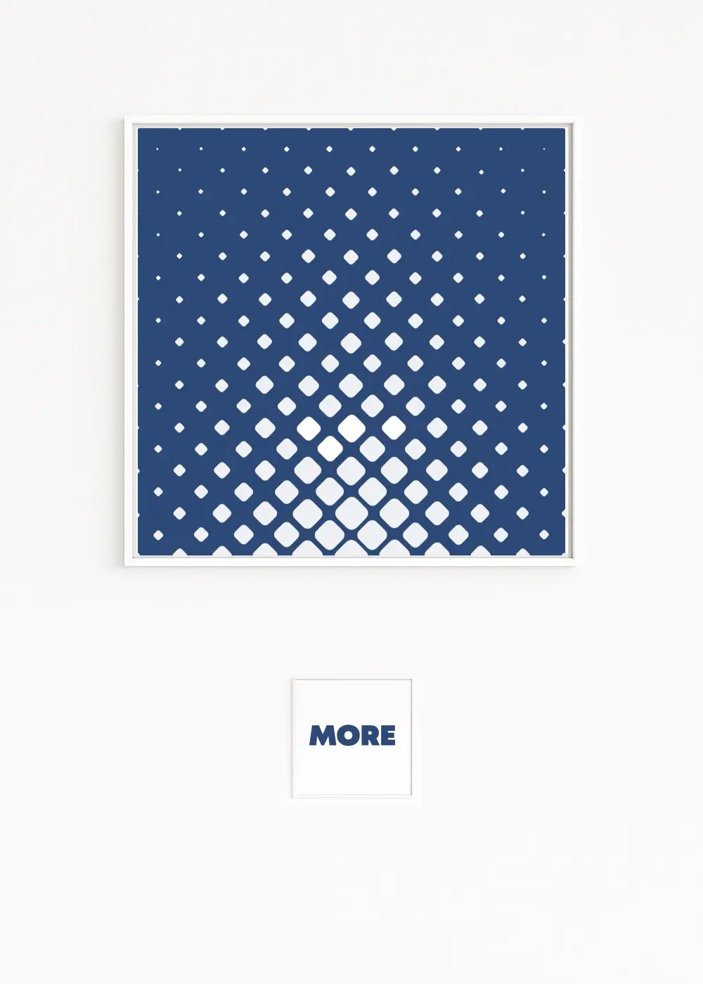 REFLEXION | Zeigt ein Kunstwerk der blauen Serie aus hellen Quadraten, die wie Lichtpunkte von klein zu groß aufsteigen | Abstrakte, digitale, moderne Kunst in Serie | Einzelne Werke erwerben oder selbst thematisch eine eigene Serie zusammenstellen