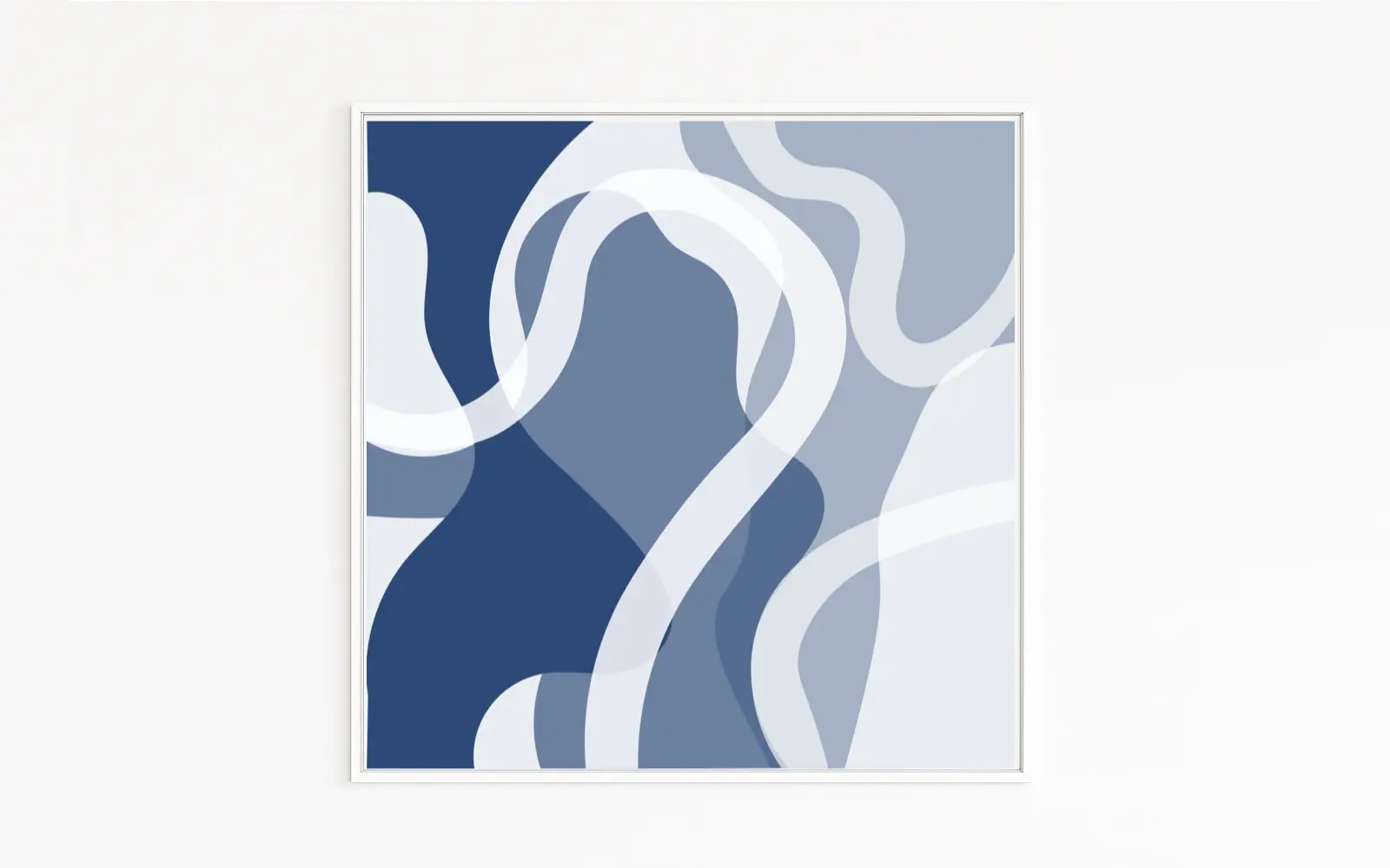 FLUSSLAUF | Abstrakte, organische Flussformen in Blau und Weiß mit verschlungenen Linien und räumlicher Tiefe | Fluss mit natürlichen Windungen und Abbiegungen | Wasser, Natur | Fine-Art-Kunstdrucke direkt online kaufen