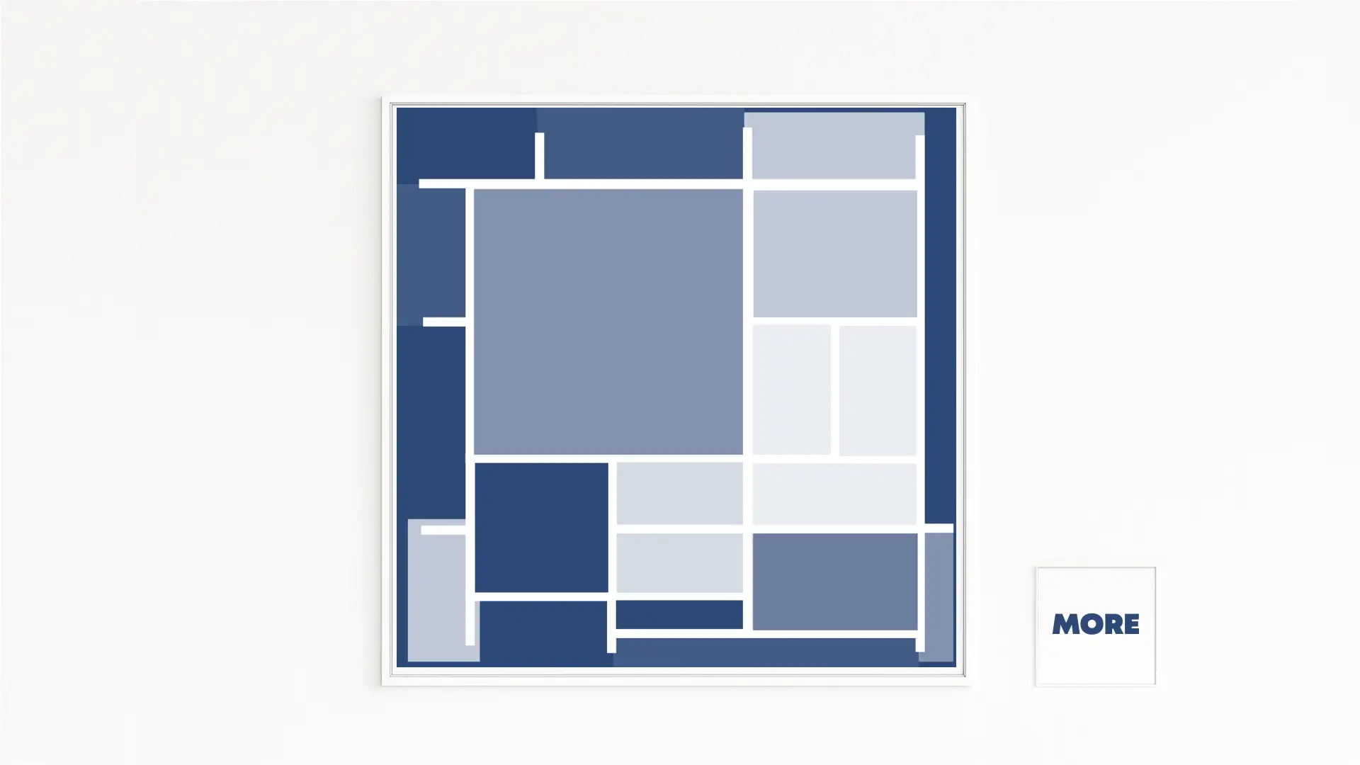 MONDRIAN INSPIRIERT | Aktuelles Kunstwerk aus der blauen, modernen Kunstserie | Rechtecke und Quadrate in Blau- und Blautönen, getrennt durch weiße Linien, formen eine harmonische Komposition | Zeitlose, klassische Abstraktion modern interpretiert | Internet-Ausstellung