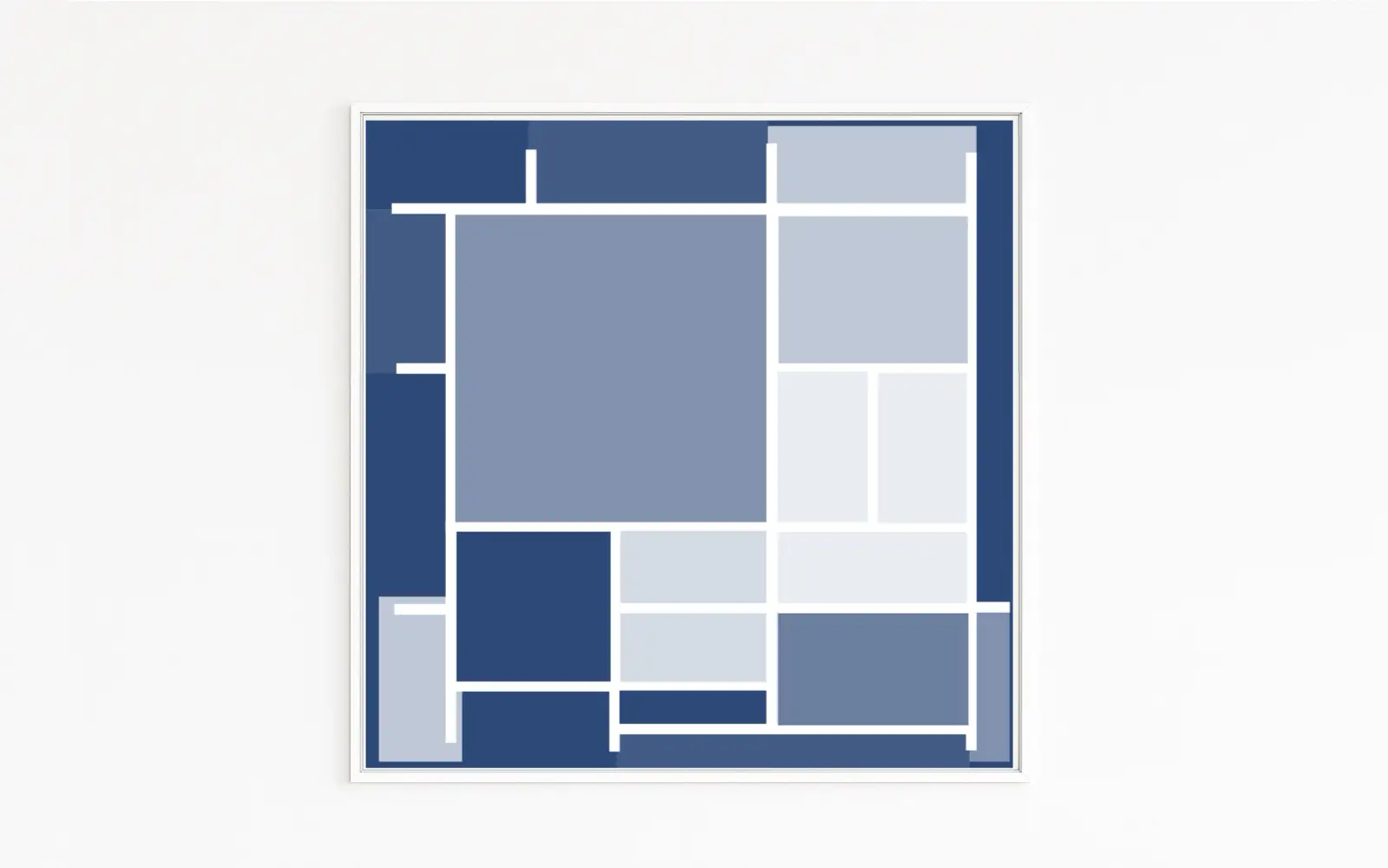 MONDRIAN INSPIRIERT | Aktuelles Kunstwerk aus der blauen, modernen Kunstserie | Rechtecke und Quadrate in Blau- und Blautönen, getrennt durch weiße Linien, formen eine harmonische Komposition | Zeitlose, klassische Abstraktion modern interpretiert | Internet-Ausstellung MONDRIAN INSPIRIERT | Aktuelles Kunstwerk aus der blauen, modernen Kunstserie | Rechtecke und Quadrate in Blau- und Blautönen, getrennt durch weiße Linien, formen eine harmonische Komposition | Zeitlose, klassische Abstraktion modern interpretiert | Internet-Ausstellung