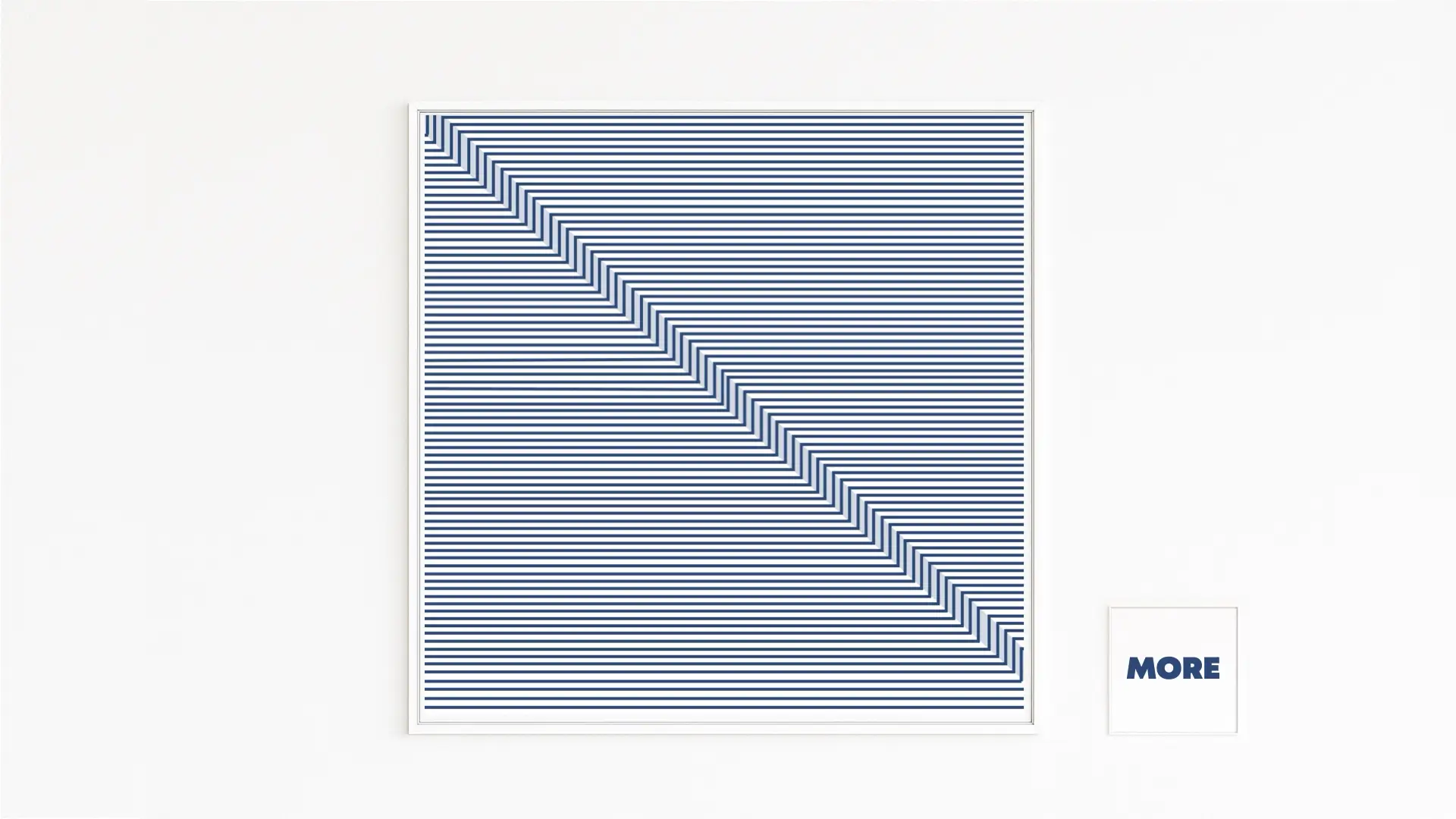 STUFE | Horizontale, feine blaue Linien mit diagonaler Stufenfolge | Wertvolle Kunstwerke für Sammler und Designliebhaber | Kunst mit positiver Ausstrahlung