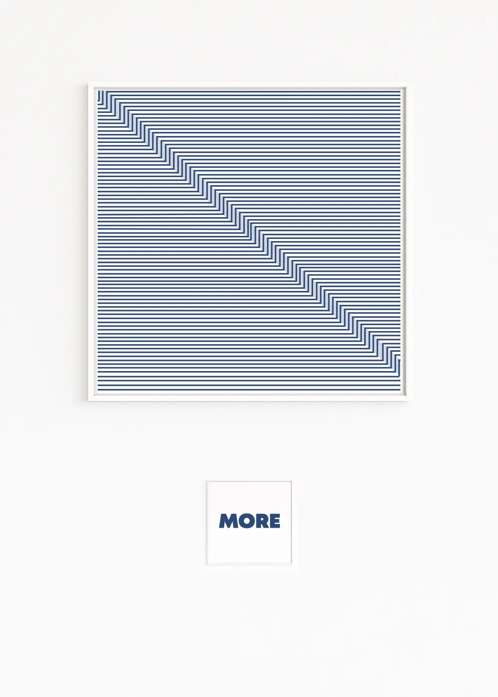 STUFE | Horizontale, feine blaue Linien mit diagonaler Stufenfolge | Wertvolle Kunstwerke für Sammler und Designliebhaber | Kunst mit positiver Ausstrahlung