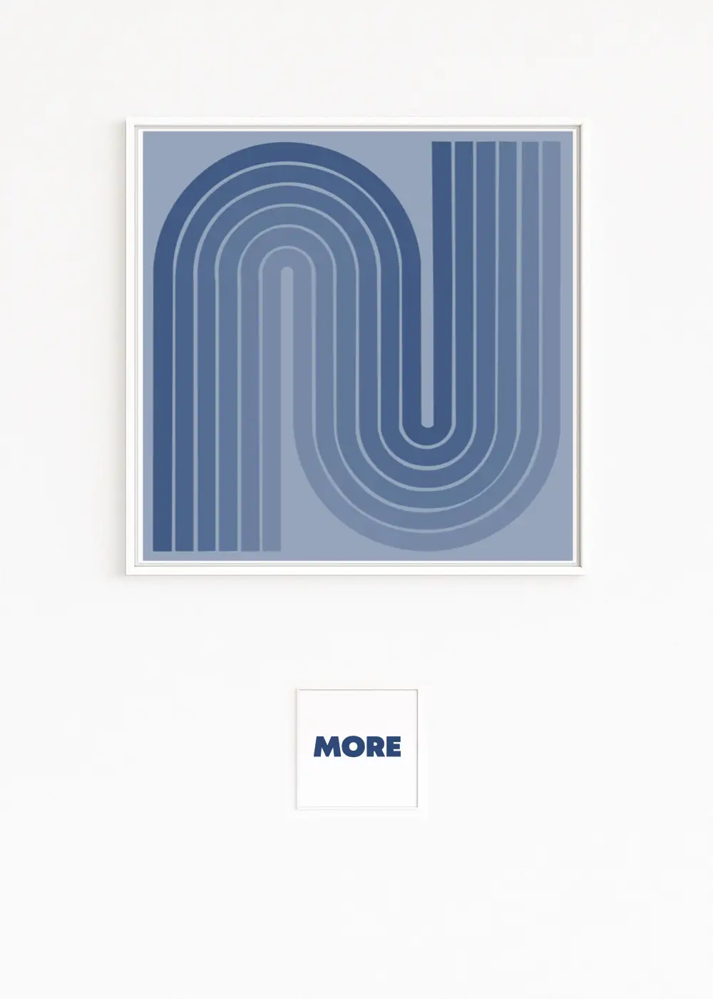 STRECKE | Das blaue Bild zeigt parallele Bahnen in Blautönen | Die in einer U-Form wenden | Exzellente, wertvolle digitale zeitgenössische Kunst | Direkt online kaufen