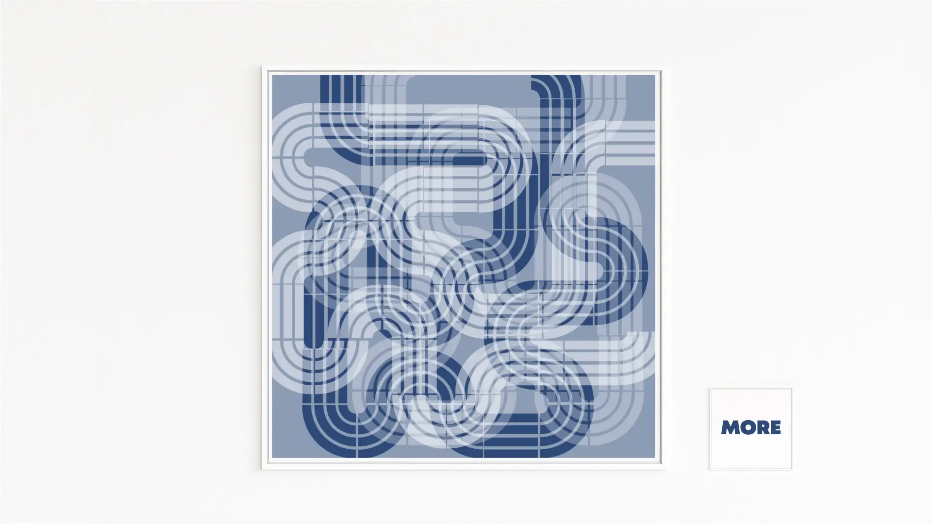 Abstraktes Kunstwerk RACE | Geschwungene Bahnen, Strecken und Kurven | In Blautönen mit Raster | Rennen, Dynamik, Geschwindigkeit| Hochwertiges Fine-Art-Print | Online kaufen