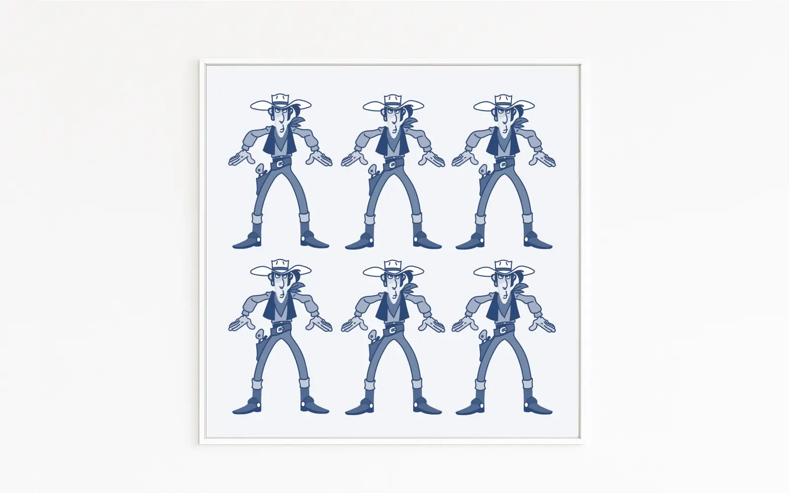 Lucky Luke in der Pose des Westernhelden | Stilistische Andy Warhol Inspiration eines Elvis Presley Motives | Comic Art | Innovative neue Kunstrichtung