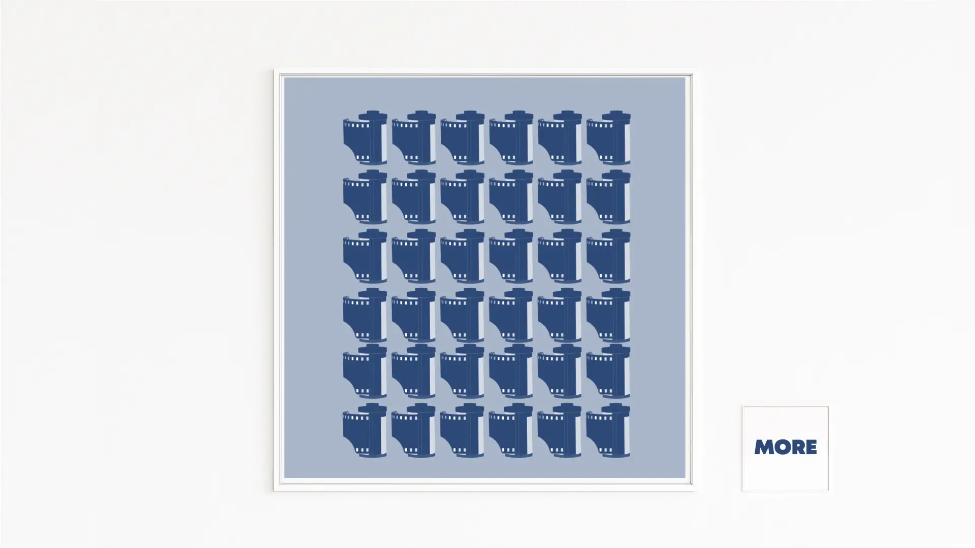 FILM | Blaues Kunstwerk | 25 ikonische 35-mm-Filmpatronen im 5×5-Raster | In satten Blautönen | Kodak-Pop-Art-Hommage an die analoge Fotografie | Direkt Online vom Künstler kaufen