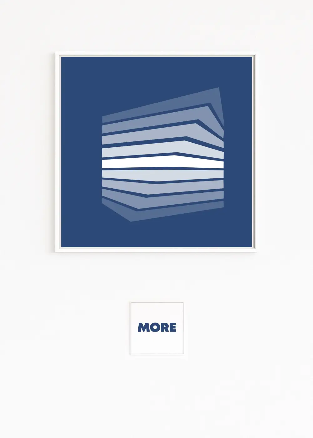 TURN. Kunst mit moderner Architektur. Neigende blaue Ebenen. Geometrischer Körper. Neue ideenreiche, blaue und stilvolle Kunstserie.