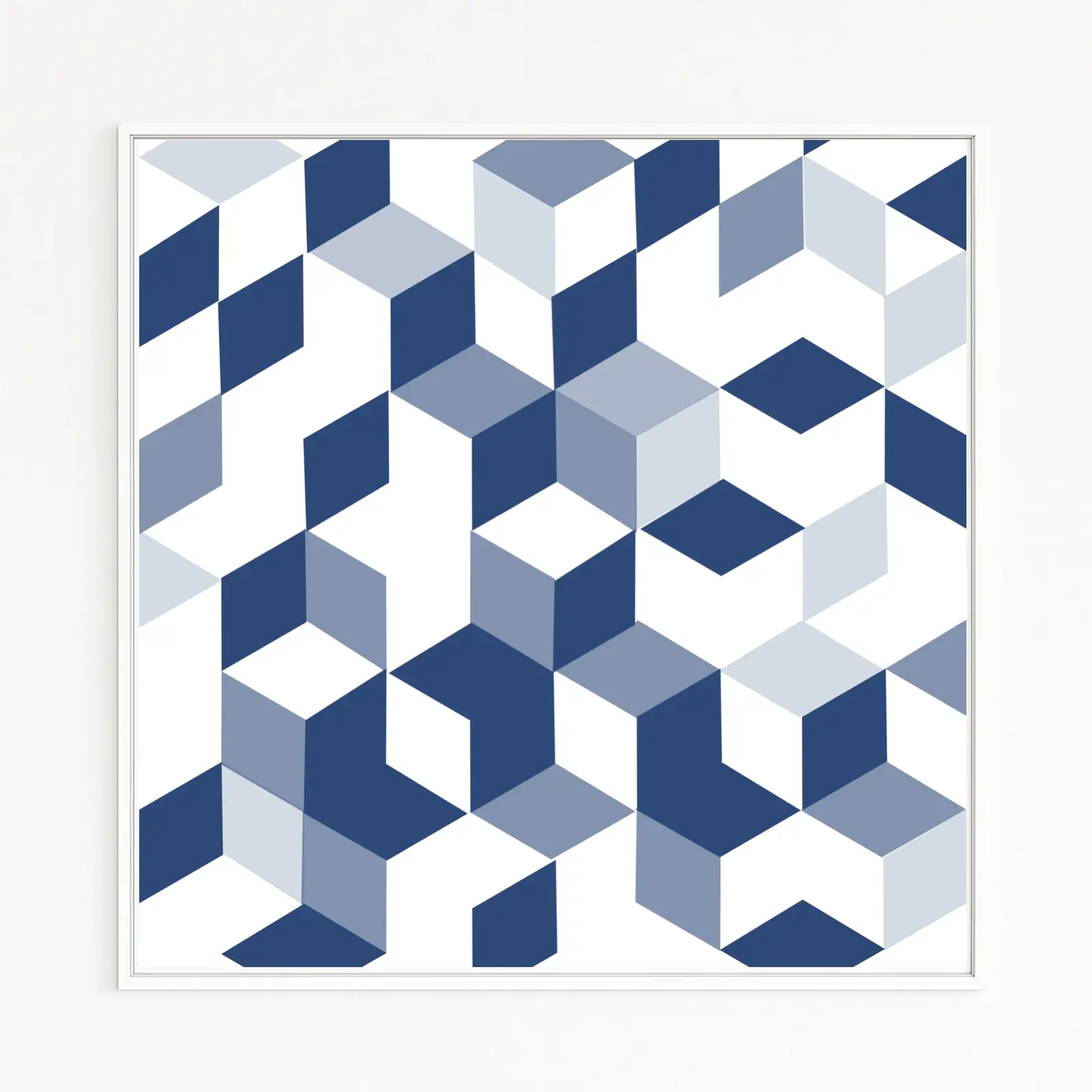 TRANSPARENT | Versetzte, halb offene und offene Würfelfragmente in Blautönen | Überlagerte Quader | 3D-Geometrie mit Blickfenstern | Durchlässig, moderne Tiefe | Abstufungen, Stufen | Hochwertiger Fine-Art-Print auf wertvollem Kunstdruckpapier | Nur im eigenen Art Store zu kaufen