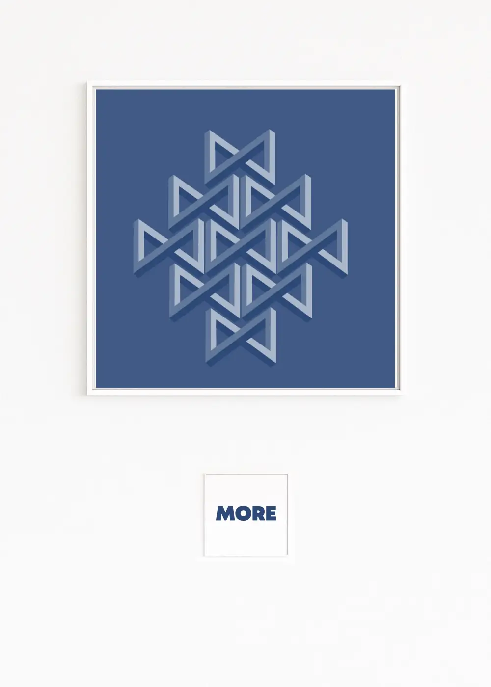 SPACE. Das Bild ordnet ineinandergreifende, dreikantige Rahmen zu einem schwebenden Objekt. Neue zeitgenössische Kunst mit großer Bedeutung. Positive Erinnerungskultur als Serie.