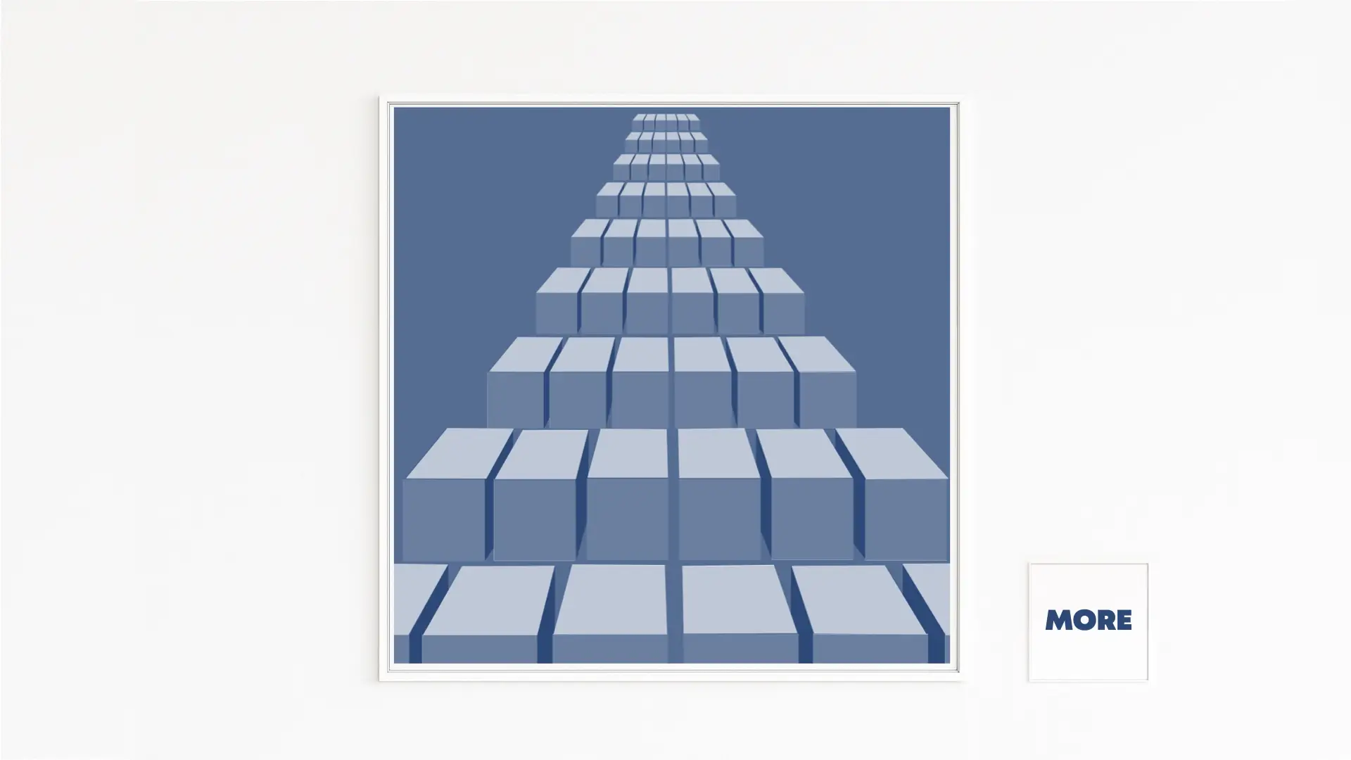 DEPTH | Endlessly layered cuboids aligned in sequence | Infinite rows of cubes receding into the distance | Symmetrical | Blue | Exclusive, high-quality fine art prints on premium Hahnemühle art paper | Online only