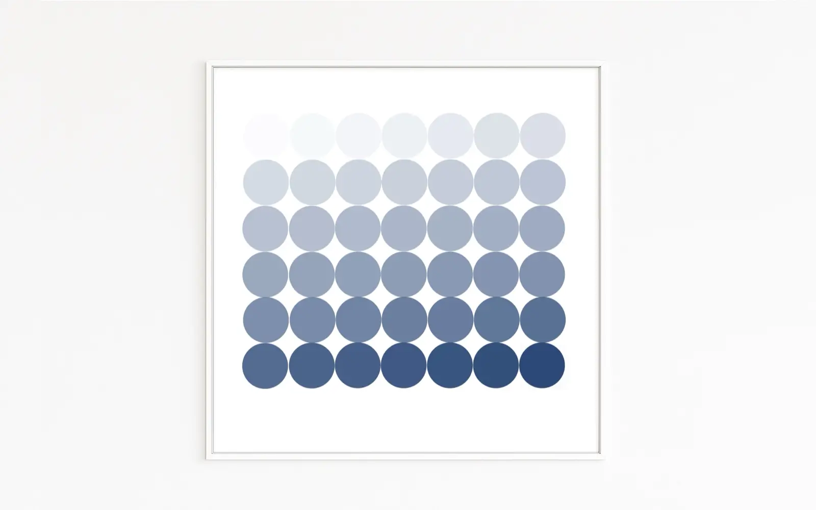 326-positive-inspiring-art-series-appearance-circular-grid-white-to-deep-blue-order-design-art-that-spread-a-good-atmosphere-and-mood-content APPEARANCE | Artwork with 8 rows of circles from white to deep blue | Minimalist color gradient | An art series that spreads a positive atmosphere, good mood, and a healthy sense of well-being